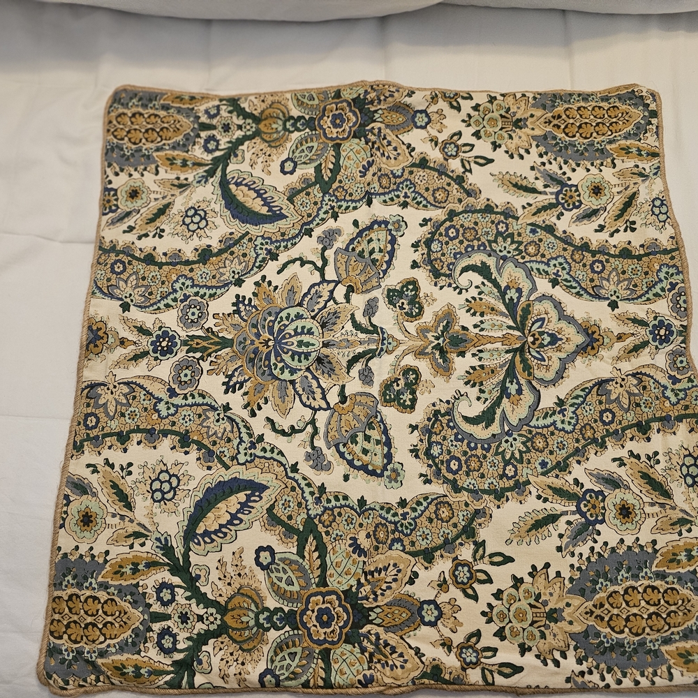 Pottery Barn Florentine Floral Pillow Cover Blue 22x22
